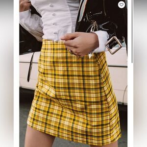 UO Colin Plaid Pocket Mini Skirt Urban Outfitters yellow Clueless Cher Large